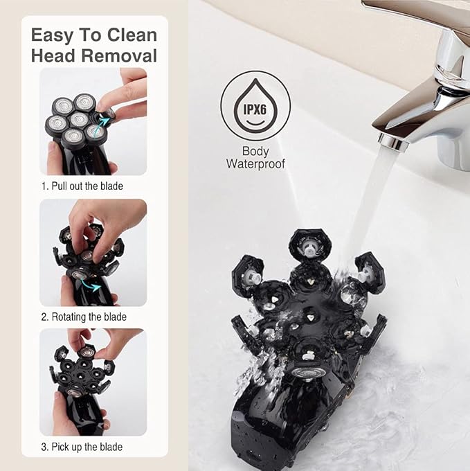 Head Shavers for Bald Men 7 Cutter Head Electric Shaver 7D Razor for Men Head Shavers for Bald Shaver Multifunctional Grooming Kit Waterproof Cordless