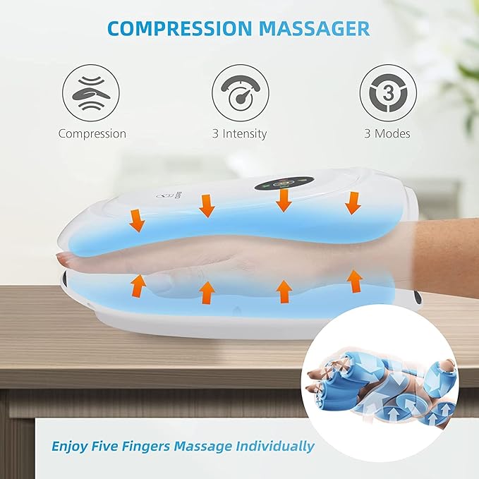 COMFIER Hand Massager for Arthritis and Carpal Tunnel with APP Control Large Heating Pad for Back Pain Relief