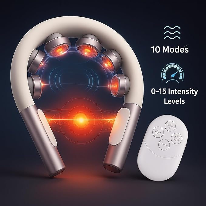 Premium Neck Massager with Heat – Luxury Relaxation Device for Stress Relief at Home Office &amp Travel