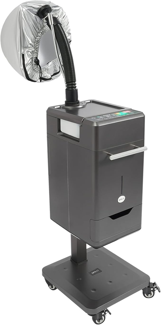 Vertical Nano Hair Steamer | Nano Steamer Hair Dyeing Machine | 500W Nano Hair Steamer Hair Color Processor | Standing Hair Steamer with Timer | 4 Wheels | 7 Levels Temperature| 1x Evaporation Cap