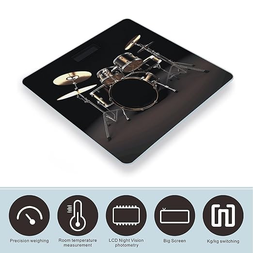 Cool Drum Set Scale for Body Weight Digital Bathroom Scale Precision Smart Weighing Scales with Clear LED Display Accurate High Precision Scales Weighing Machine