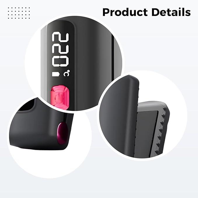 2 in 1 Cordless Hair Straightener &amp Curler Mini Portable Flat Iron 6 Temp Settings Ceramic Coated LCD Display USB-C Rechargeable Travel-Friendly Gray