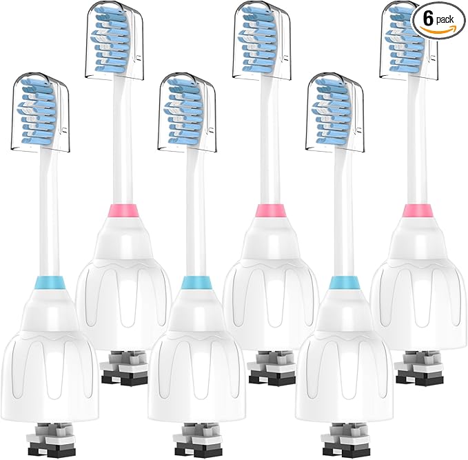 Replacement Toothbrush Heads for Philips Sonicare E-Series Essence Xtreme Elite Advance and CleanCare Screw-On Toothbrush Handles6 Pack Soft Dupont Bristles Electric Toothbrush Replacement Heads