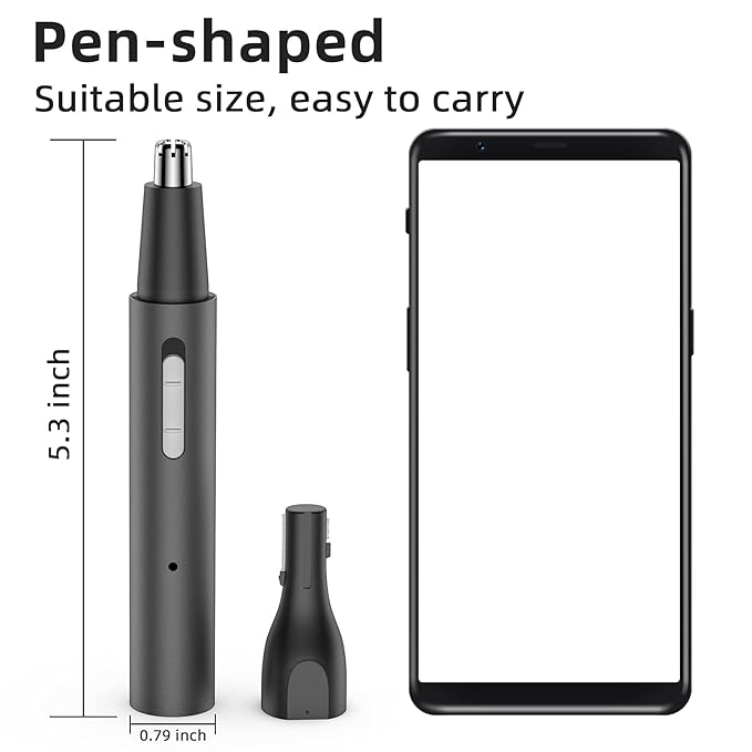 Nose Hair Trimmer and Eyebrow Trimmer Rechargeable Professional Painless Eyebrow Razor for Ear Beard Hairline 2 in 1 Metal Trimming Tool Black