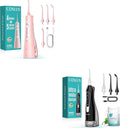COSLUS 4 Modes 5 Levels Pink Pro Flosser &amp W40(F5020E) Black Flosser Pick