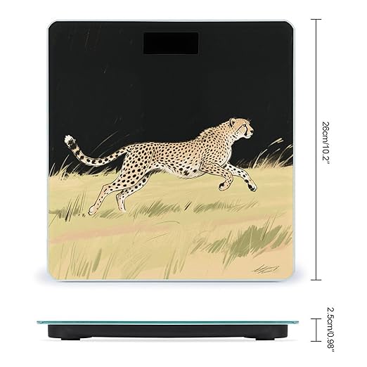 Running Cheetah Weight Scale Large Digital Bathroom Scales with Bright LED Display Non Slip Digital Scale and Step On Fashion Weighing Machine for Body
