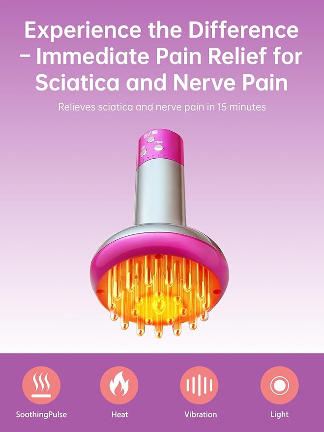 Sciatica Pain Relief Devices – Deep Tissue Massager with Multi-Mode Technology Heat Vibration &amp Light Targeted Relief for Sciatic Nerve &amp Lower Back Purple