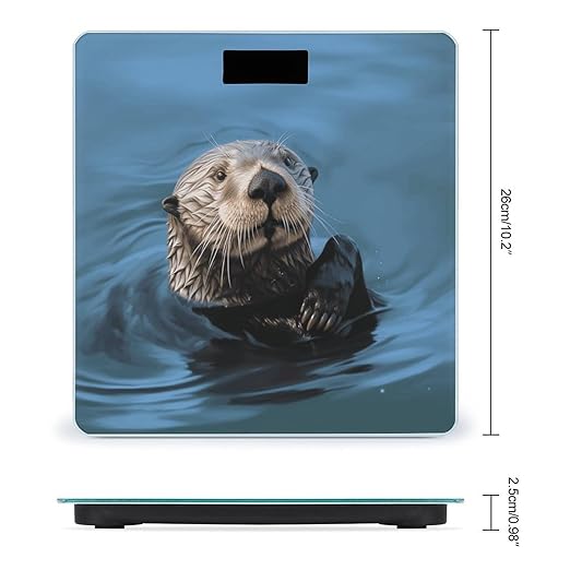 Sea Otter Weight ScaleClear LED Display Bathroom Digital Weighing ScaleTempered Glass Digital Bathroom Scale for Body Weight Capacity Up to 400 Lbs