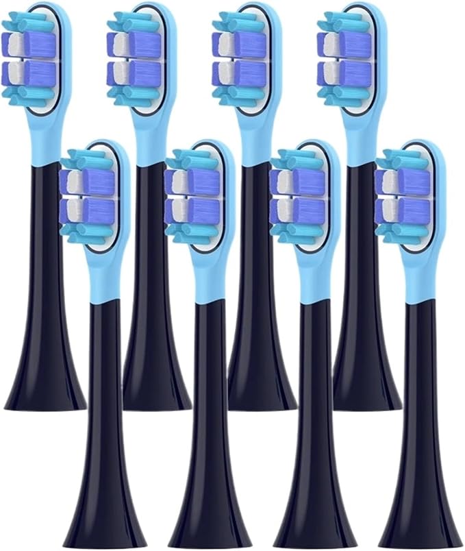 8pcs Replacement Toothbrush HeadsCompatible for T301/T302/T501 Tooth Brush Soft Bristle Nozzles(8 pcs BJ Black)