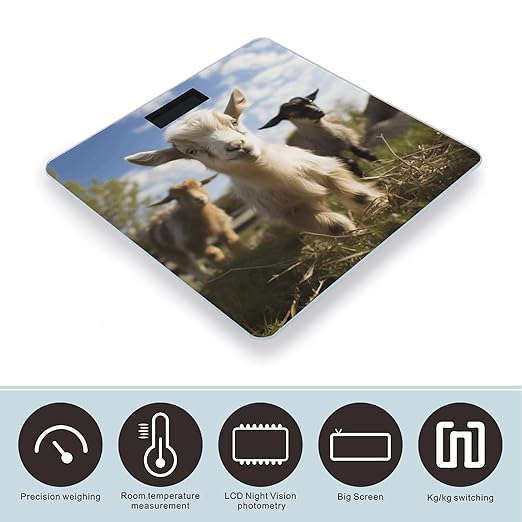 Cute Goat Png Bathroom Scale Large LCD Backlight Display Digital Scale Rounded Corners Body Scales Automatic Power On/Off Bathroom Scales for Home Bedrooms