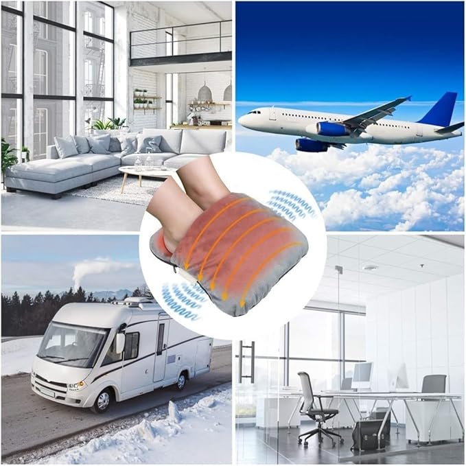 Heated Electric Foot Warmer With 30 Min Timer And Vibration Large Capacity Flannel Heating Massager For Men Women Home Office Gray