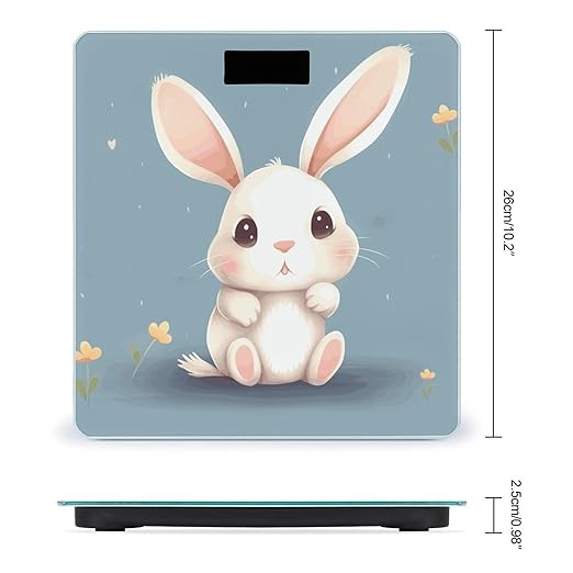 Cartoon Cute Bunny Weight Scale Digital Electronic Scales Bathroom Scale Larg LCD Backlight Display High Precisio MeasurementsTempered Glass
