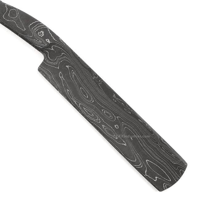 Shave Master USA Damascus Straight Razor Blade Blank - DIY Knife Kit with Stainless Pinstock - Hollow Ground - 416 Layer Carbon Steel - Custom Shaving Build - Made in America for Makers &amp Collecto
