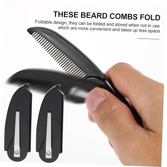 Housoutil 12pcs Portable Folding Pocket Combs for Men Beard Styling Combs Travel-friendly Hair for Grooming Beards and Hair Practical Supply Accessories