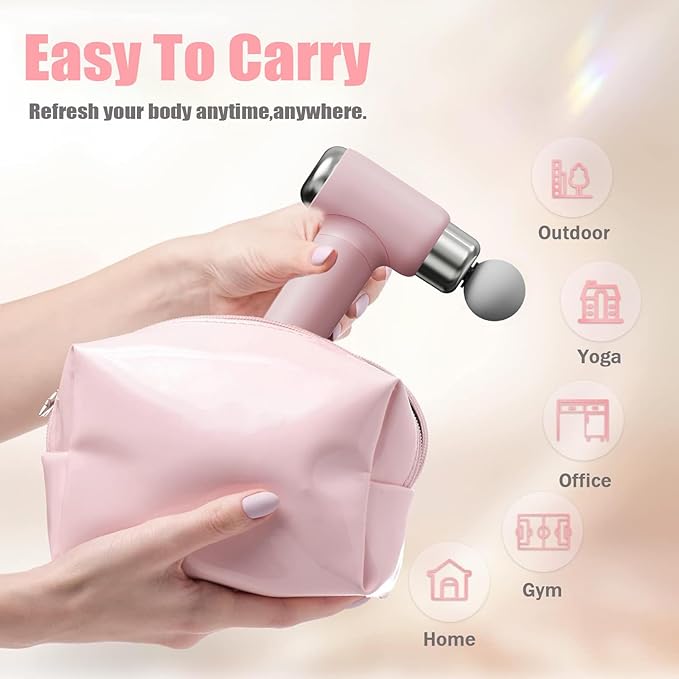 Mini Massage Gun Powerful Fascial Gun Portable Deep Tissue Percussion Muscle Back Head Massager for Pain Relief with 5 Massage Heads High-Intensity Vibration Rechargeable Small Best Gifts for Dad Mom