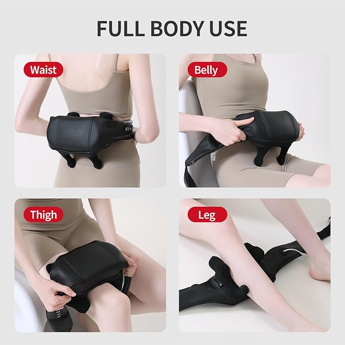 Cordless Neck Massager with Heat Rechargeable Shiatsu Back Massager for Pain Relief/Muscle Relax 4D Deep Tissue Kneading 3 Mode/2 Heat Auot Off Electric Massager