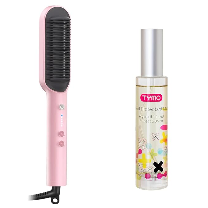 TYMO Heat Protectant Spray for Hair + Ring Hair Straightener Brush