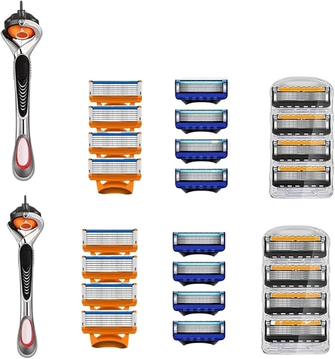 Men's 5-Layer Manual Razors Blade Replacement Head with Razors StandShaving Razors(12ka)