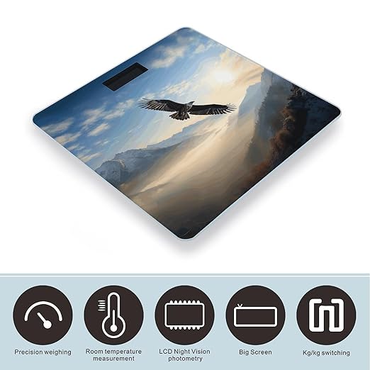 Eagle Mountains Scale for Body Weight High Precision Digital Weight Scales with LCD Display Anti-Slip Sturdy Slim Tempered Glass Bathroom Scale for Home Use