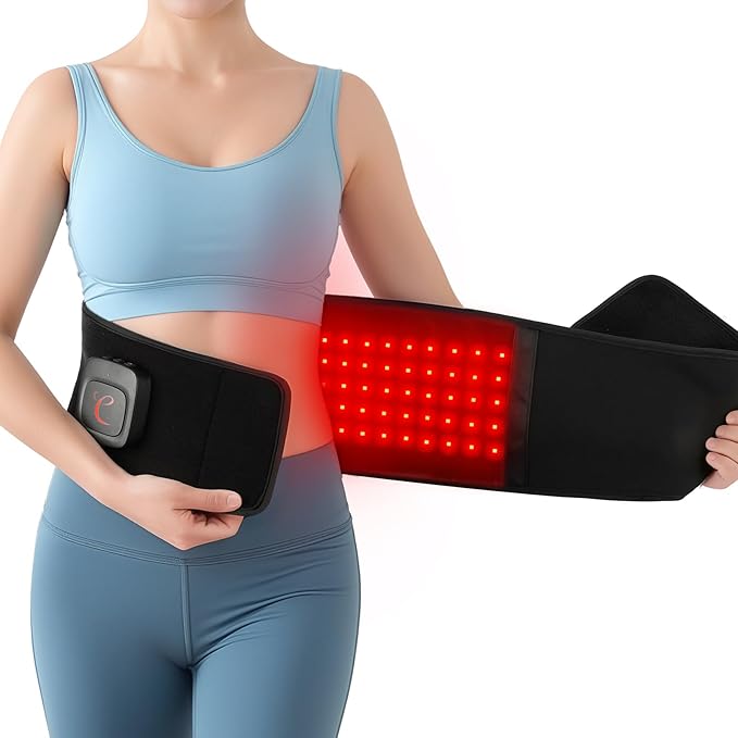 Comfytemp Cordless Red Light Therapy Belt for Body Portable Rechargeable Near Infrared Light Therapy Wrap Father's Day Gifts 19W Wireless Large Light Band for Waist Lumbar Lower Back