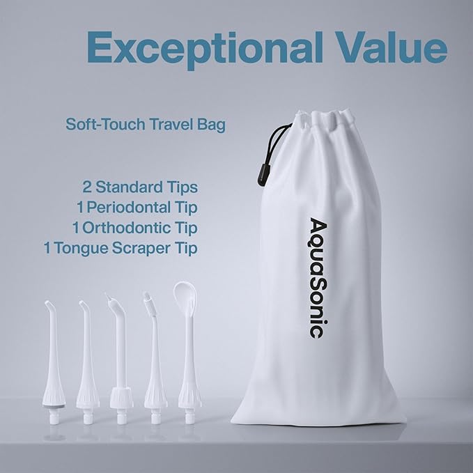 AquaSonic Water Flosser - Cordless Rechargeable Water Flossers for Teeth Cleaning - Waterproof Aqua Flosser Portable Oral Irrigator for Dental Cleaning with 5 Jet Tips – Braces Home Travel.