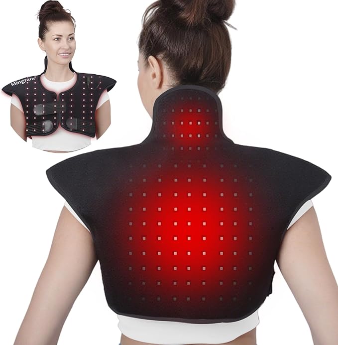 Red Light Therapy for Shoulder &amp Neck 165 LEDs 660nm &amp 850nm Near Infrared Light Therapy for Upper Back Wearable Pain Relief Pad for Muscle Stiffness Home &amp Office UseBlack