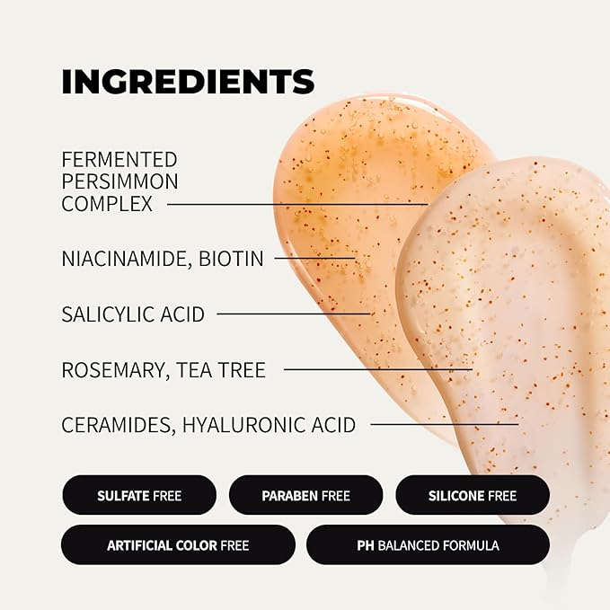 Persimmon Body Wash &amp Shampoo Set – Korean Fermented Persimmon Deodorizing Cleanser for Body Odor Aging Odor (Nonenal) &amp Scalp Odor Care (17.63 oz Each Pack of 2)