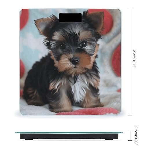 Yorkie Puppy Weight Scale for Body Weight Digital Bathroom Scale High Capacity Accurate Digital Weighing Scales and Easy-to-Read on Backlit LCD Display Scales