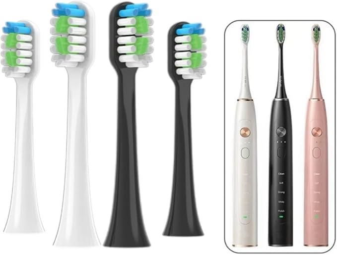 Replacement Toothbrush HeadsCompatible for EFZQ E10/E10C/E10S/F10 Soft Bristle Nozzles(16pcs)(16black Soft Care)