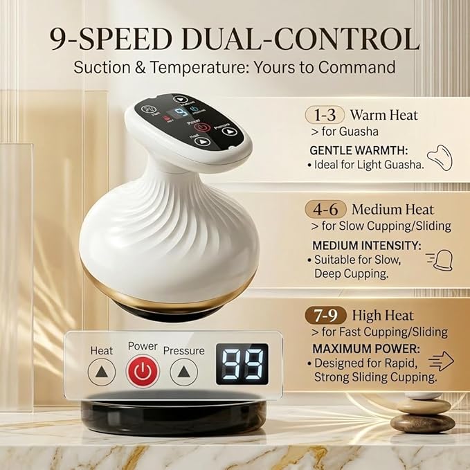 Morlit Smart Cupping Massager Cordless Deep Tissue Body Massager with 9 Suction Levels &amp Heat Therapy One-Touch Electric Massager for Neck Back Shoulder Pain Relief Rechargeable Gift Set