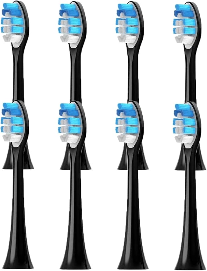 4-16pcs Replacement Toothbrush Heads Compatible with Brush with Cover Soft Bristles(8pcs Black)
