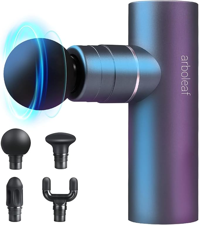 arboleaf Massage Gun Deep Tissue Balance of Power &amp Portability Full-Metal Percussion Massager with Silent Brushless Motor - Ultra-Quiet Pocket-Sized for Athletes Back Pain Relief Home Office Tra