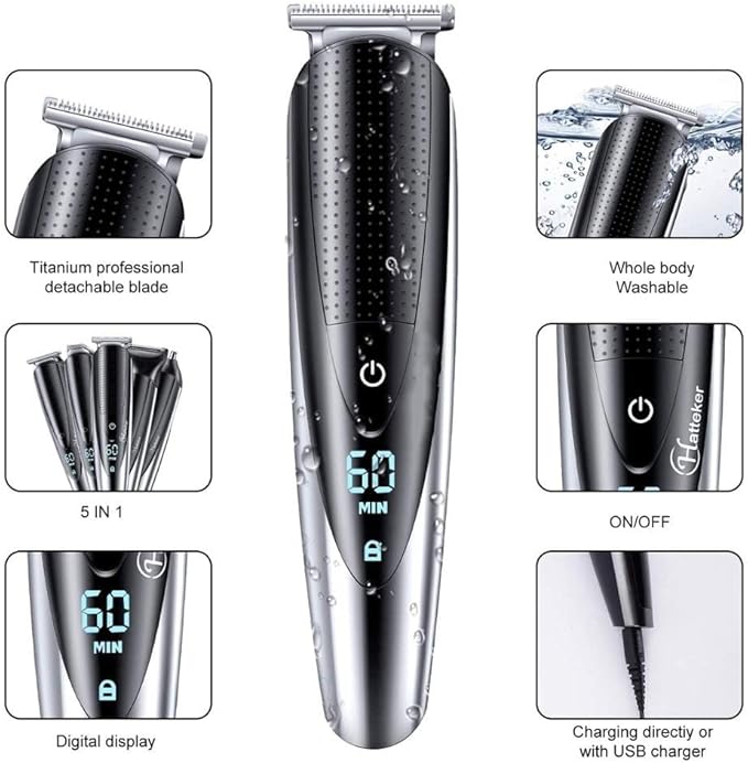 Hair ClippersBeard Trimmer for Men All in One Hair Trimmer for Men Beard Grooming Kit Electric Shaver Body Groomer Hair Clipper Facial Nose Ear Trimmer Washable