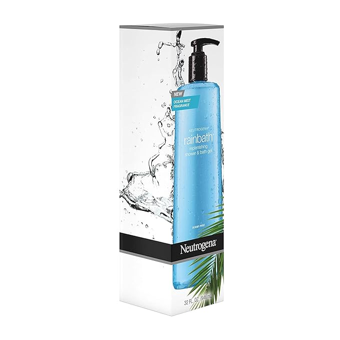 Neutrogena Rainbath Replenishing and Cleansing Shower and Bath Gel Moisturizing Body Wash and Shaving Gel with Clean Rinsing Lather Ocean Mist Scent 32 fl. oz (Pack of 2)