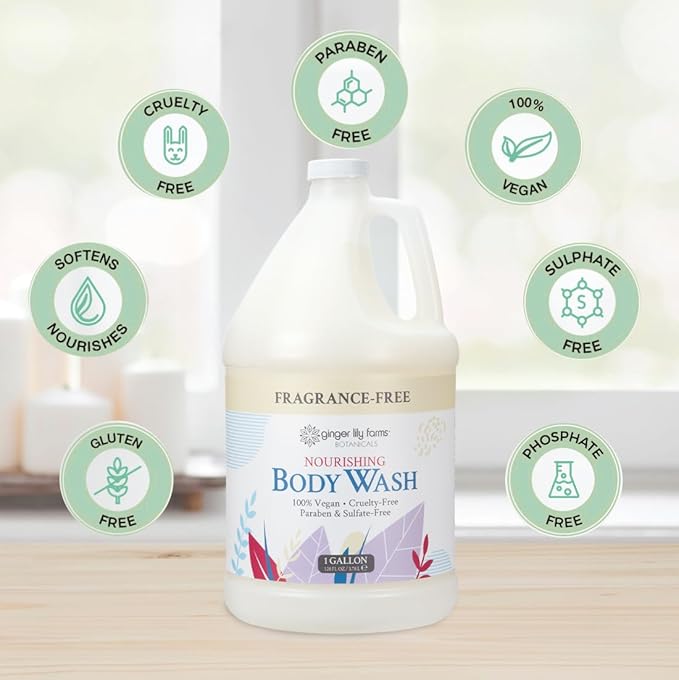 Ginger Lily Farms Botanicals Nourishing Body Wash 100% Vegan &amp Cruelty-Free Fragrance Free 1 Gallon (128 fl oz) Refill