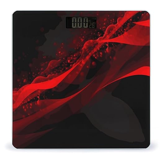 Black and Red Background Weight Scale Digital Electronic Scales Bathroom Scale Larg LCD Backlight Display High Precisio MeasurementsTempered Glass