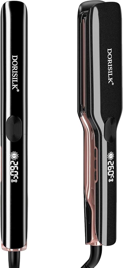 DORISILK 500 Degree Flat Iron 1 Inch &amp 1.75 inch Hair Straightener Set