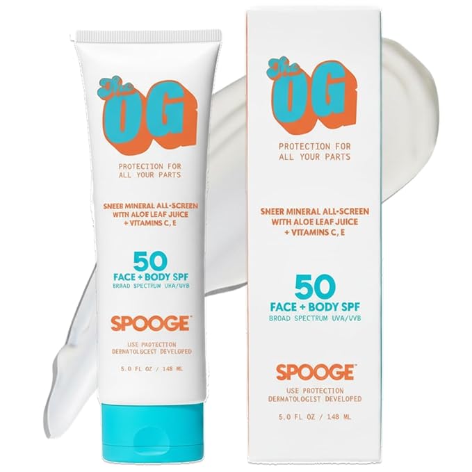The OG Mineral All-Screen SPF 50 Face + Body Dermatologist Developed Broad Spectrum Sheer Sunscreen - Non-Greasy No Chalky Mess &amp Reef Safe All-Weather Care with Aloe + Vitamins C+E - 5 Oz