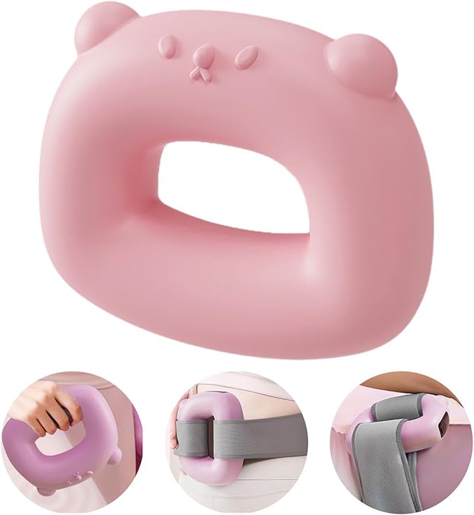 Handheld Massager Yoga Ring Multipurpose with Strap Cartoon Hoop Vibration Exercise Belt for Back Travel Workout Neck Pink