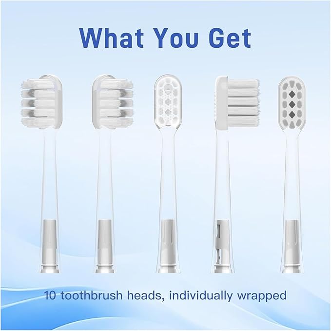 10 Pcs/Pack Replacement Toothbrush HeadsCompatible for Laifen Wave ElectricCompatible for Sensitive Transparent