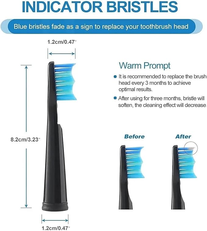 10 Pieces Replacement HeadsCompatible with Fairywill D7 / D8 Fw507 508 551 917 959 D1 D3 Black Toothbrush