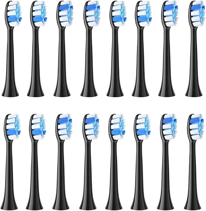 4/8/16pcs Electric Toothbrush HeadsCompatible for Fairywill P11 T9 P80(16BLACK)