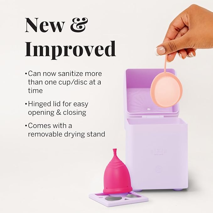 Pixie Menstrual Cup Sterilizer for Feminine Care - Ranked 1 for The Best Steamer - Kills 99.9% of Germs with Steam - Wash Your Period Disc or Cup in 3 Minutes! - Automatic Timing Shut-Off Switch