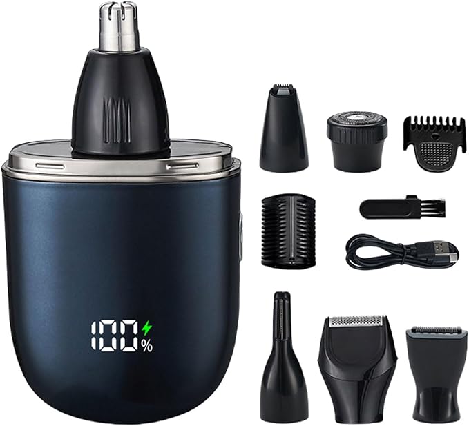 Multifunctional Hair Removal Tool with 6pcs Attachments Beard Shaver Hair Trimmer USB Charging for Travel Ear and Eyebrow Grooming Kit
