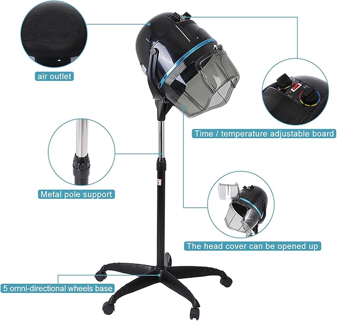 Adjustable Professional Stand Hair Dryer for Salon Styling Portable Hair Dryer with Wheels