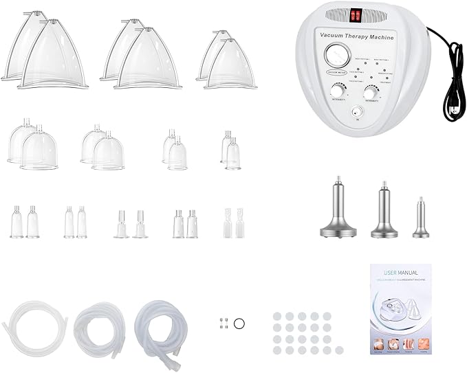 Vacuum Therapy Machine Body Massage Vacuum Cupping Therapy Sets Vacuum Cupping Scraping Massage Machine Adjustable Multifunctional Body Massager with 24 Pcs Vacuum Cups and 3 Pumps for Salon SPA