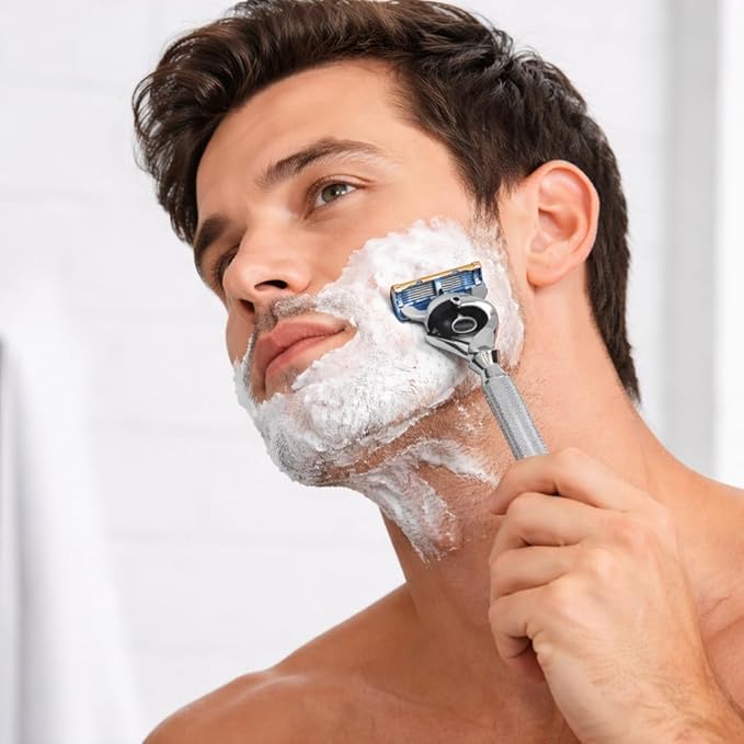 Flex Ball Handle Shaving Razor – All Chrome Long Handle Razor with Flex Pivot Technology &amp Diamond Knurled Grip for Men’s Precision Shaving