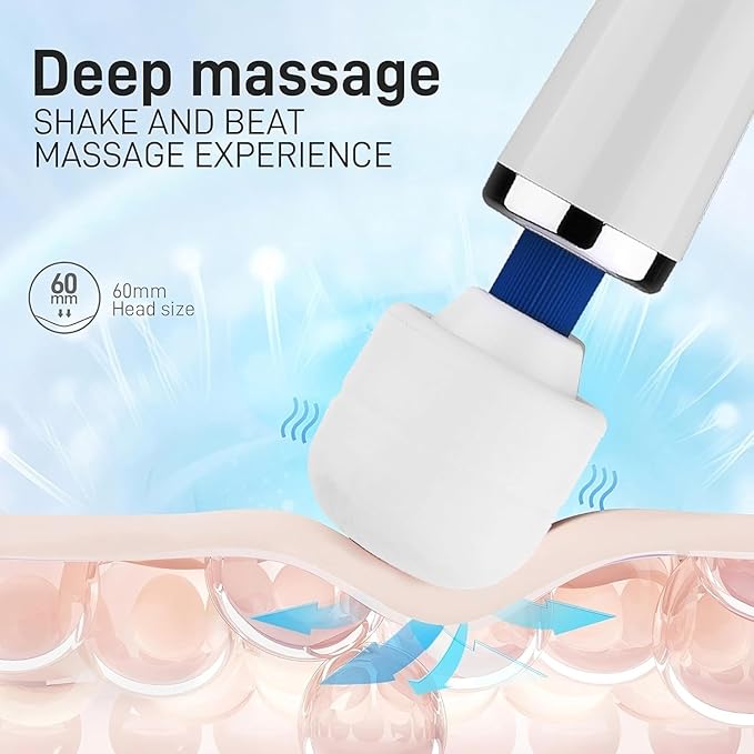 Personal Massage Device - Handheld Vibration Massager - Powerful Wired Wand - Best for Travel - Magic Stress Away - Perfect on Back Legs Hand Pains and Sports Recovery - White