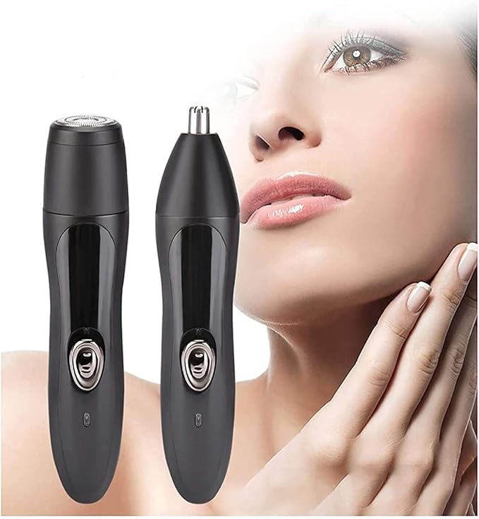Nose and Ear Hair Trimmer Electric Dual-Edge Stainless Steel Blades Mute Motor Facial Hair Trimmer USB Rechargeable Easy to Clean(Black)