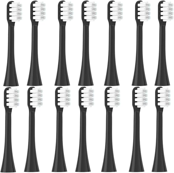 Compatible for SOOCAS - 14PCS Replacement Toothbrush Heads Fit X3S/X3U/X3Pro/D2/D3S/D5 Soft Bristle Nozzles(14 Black- Soft)